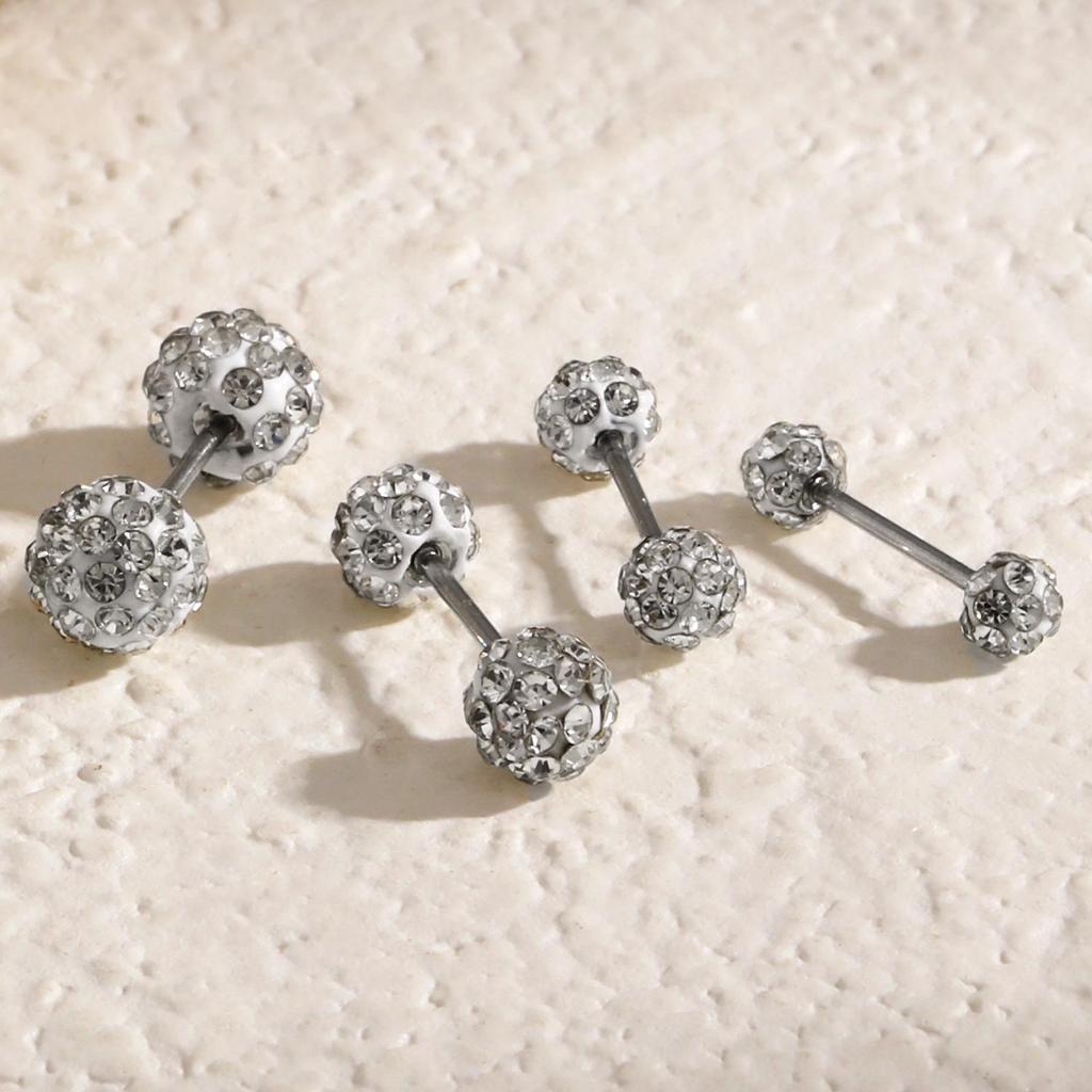 Exquisite Rhinestone Double-Head Screw Back Earrings - Light Luxury & Minimalist French Style for Women