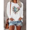 Women's letter print round neck long sleeve T-shirt