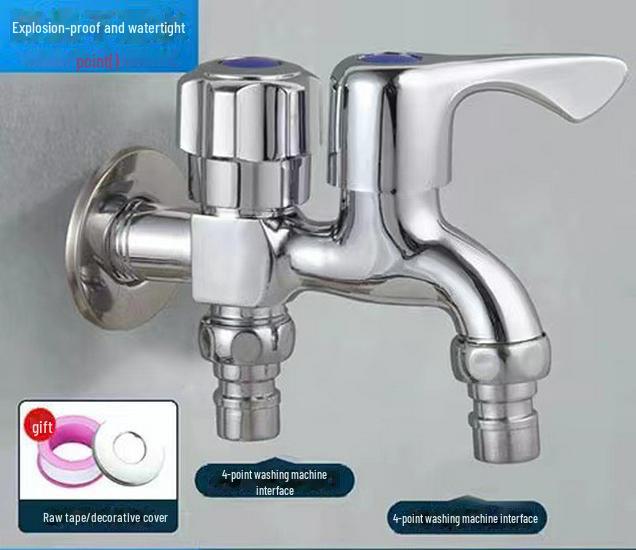 Waschmaschinen-Wasserhahn mit zwei Ausgängen und erweiterter Konstruktion für Wischbecken