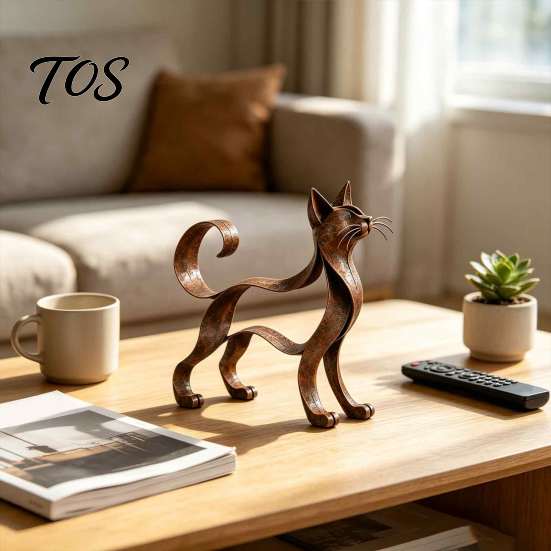 Moderne Woonkamer Accenten Metalen Holle Kat Beeldje, Retro Silhouet Kunst Beeldhouwwerk, Rustiek Elegant Schaduw Beeldjes Standbeeld voor Woondecoratie