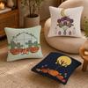 Moonlit Pumpkin Gift Cushion Cover Halloween Rustic Throw Pillow Covers Cute Ghost Pumpkin Maple Leaf Cushion Covers