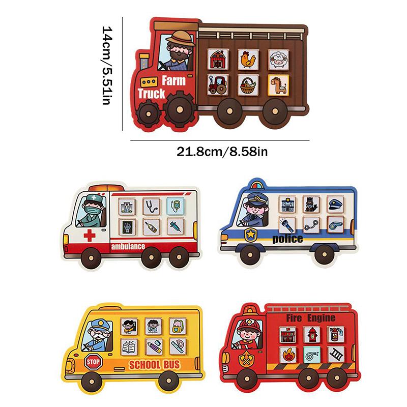 Children'S Early Education Matching Game Five Style Life Scene Matching Fire Engine Matching Educational Toy For Kids