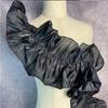 1 Yard Black White Beige Double Ruffle Pleated Chiffon Trim Lace Dress Decoration Fabric Applique Soft Trimming Craft Sewing Decoration