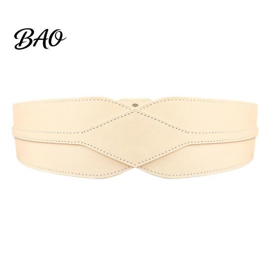 Hidden Buckle Waist Shaper Women's Faux Leather Belt, Wide Elastic Waistband with Metal Stylish Corset for Date Parties Buckle, No-Hole Slimming Band
