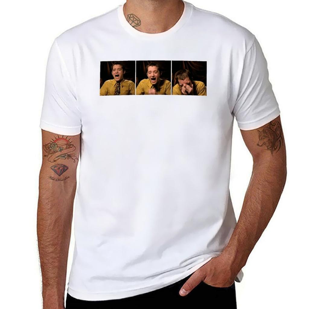 Elijah Wood Laughing T T-shirt Man T Shirts For Men Casual T Shirts Designer Men Shirt Cotton 100% T-shirt