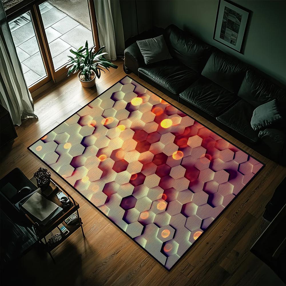 Anime Hexagonal Honeycomb Door Mat Entrance Non-slip Washable Kitchen Carpet Living Room Hallway Rug Bathroom Decoration