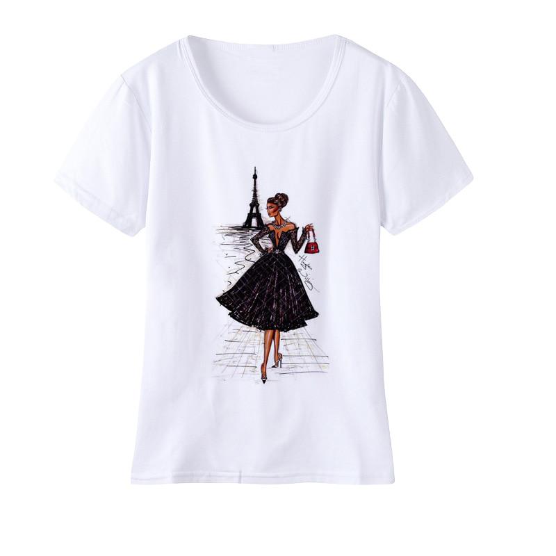 Vintage Paris Black Printing Girl Shirt Summer Fashion T Shirt Vintage Paris Black Printing Girl Shirt Summer Fashion T Shirt