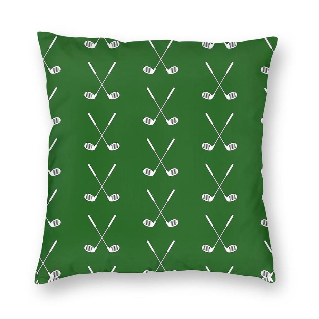 Crossed Golf Clubs Square Pillowcase Polyester Linen Velvet Pattern Zip Decorative Bed Cushion Cover