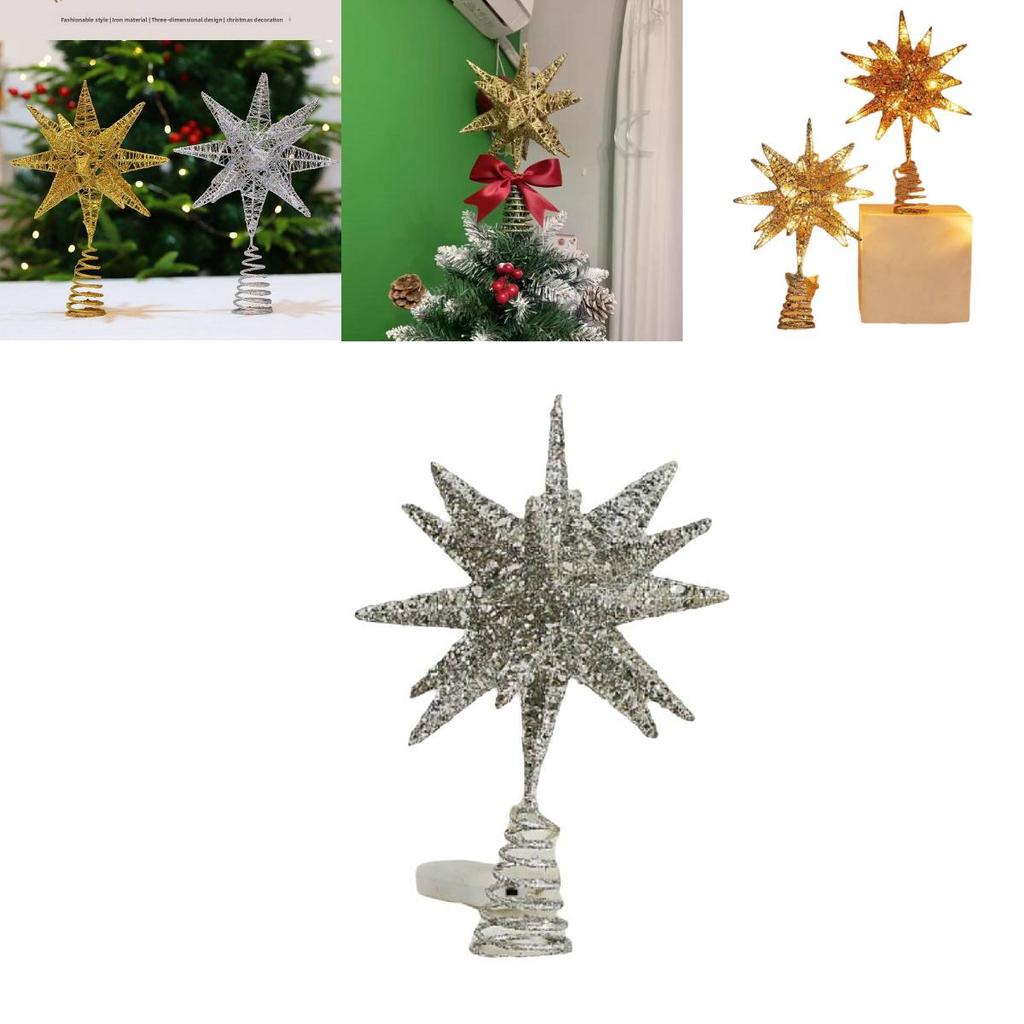 Star Tree Topper With Led Sparkles And Iron Construction For Christmas Festivities