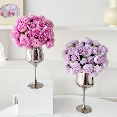 Artificial Flower Bouquet 27 Head Realistic Fake Silk Flower Home Office Wedding Party Table Centerpiece DIY Vase Faux Bloom Decoration