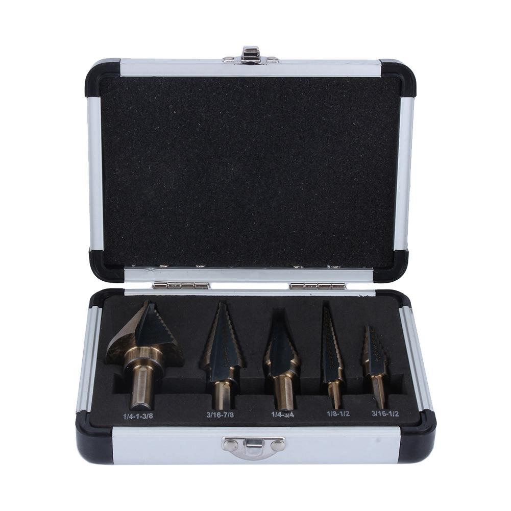 Step Drill Large Cobalt HSS Step Ti Cone Drill Hole Cutter Bit Set Tool Case HSS Steel Step Drill Bit Hardware Hand Tools