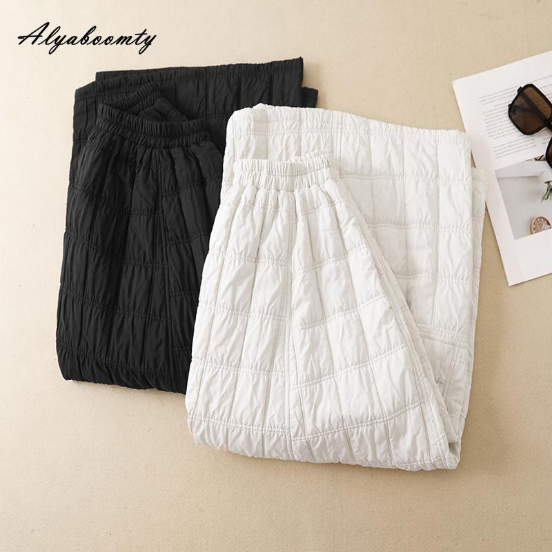Plus Size Korean Fashion Autumn Winter Women Midi A-Line Skirt High Waist Beige Black Padded Warm Skirt Casual Loose Skirt With Pockets
