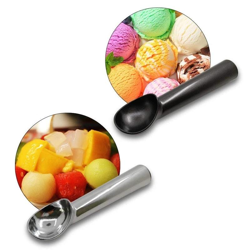 1Pc Lightweight Ice Cream Scoop Professional Black Silver Dishwasher Safe Cookie Scooper 7 Inch Non-Stick Ice-Cream Spade