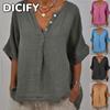 DICFY Women's Fashion Casual V-Neck Short Sleeve Blouses & Shirts