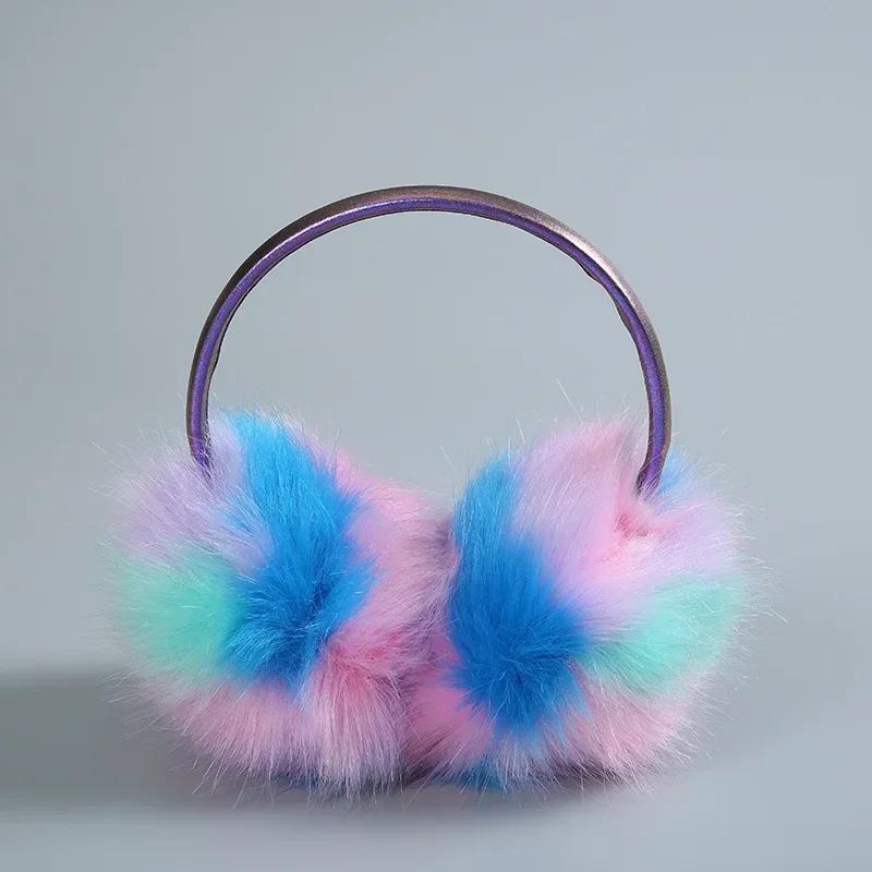 Fashion Color Fluffy Fairy Cold - Proof Imitation Rabbit Fur Top - Mounted Earmuffs for Warm Winter