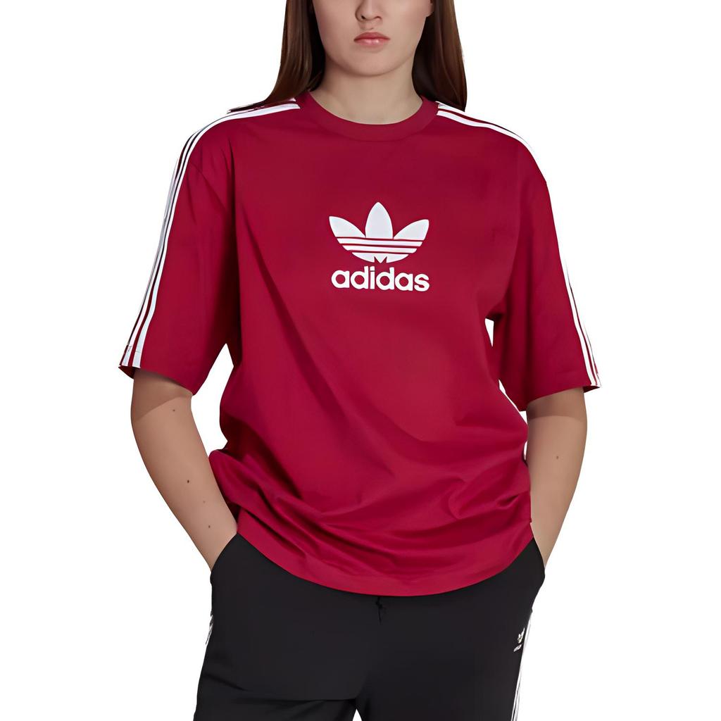 adidas T Shirts Women's Red Crew Neck Moderate Straight Fit II6107