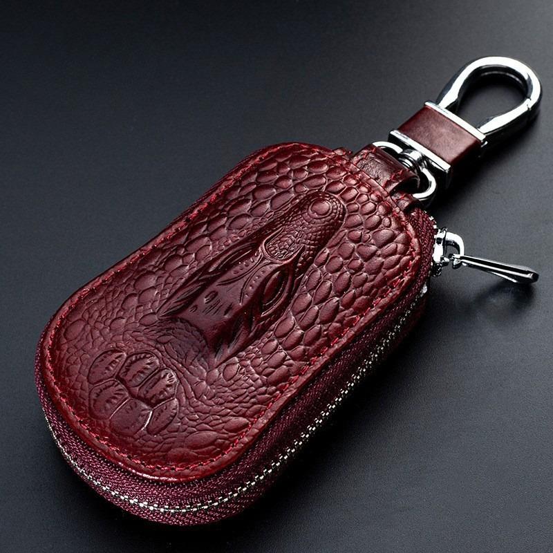 Single/Double Layer Leather Key Case for Car Key Wallet Pocket Key Holder Organizer Pouch Keys Organizer Zipper Case Bag