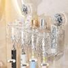 Wall-Mounted Suction Cup Toothbrush & Toothpaste Holder Set with Tooth Squeezer and Cup for Family Bathrooms