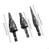 3 Pieces Step Boring Tool Set Standard Sizes Spiral Flute Bit Black Oxide Finish Hardware