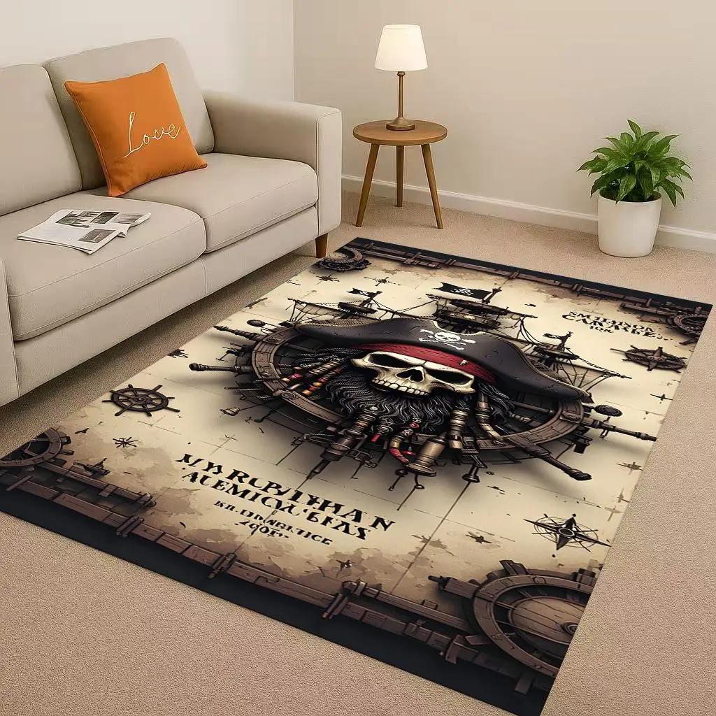 3D Pirates of The Caribbean Jack Johnny Depp Christmas Living Room Non-Slip Area Rug Carpet for Bedroom Sofa,Home Doormat
