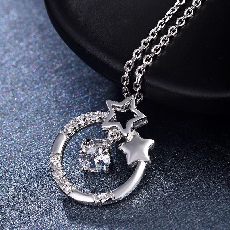 Lindon 925 Sterling Silber Klassische Damen Halskette Anhänger Zirkon Mode Geschenk