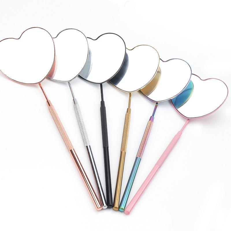 Heart-Shaped Anti-Fog Eyelash Extension Mirror - Stainless Steel, Anti-Curl Design