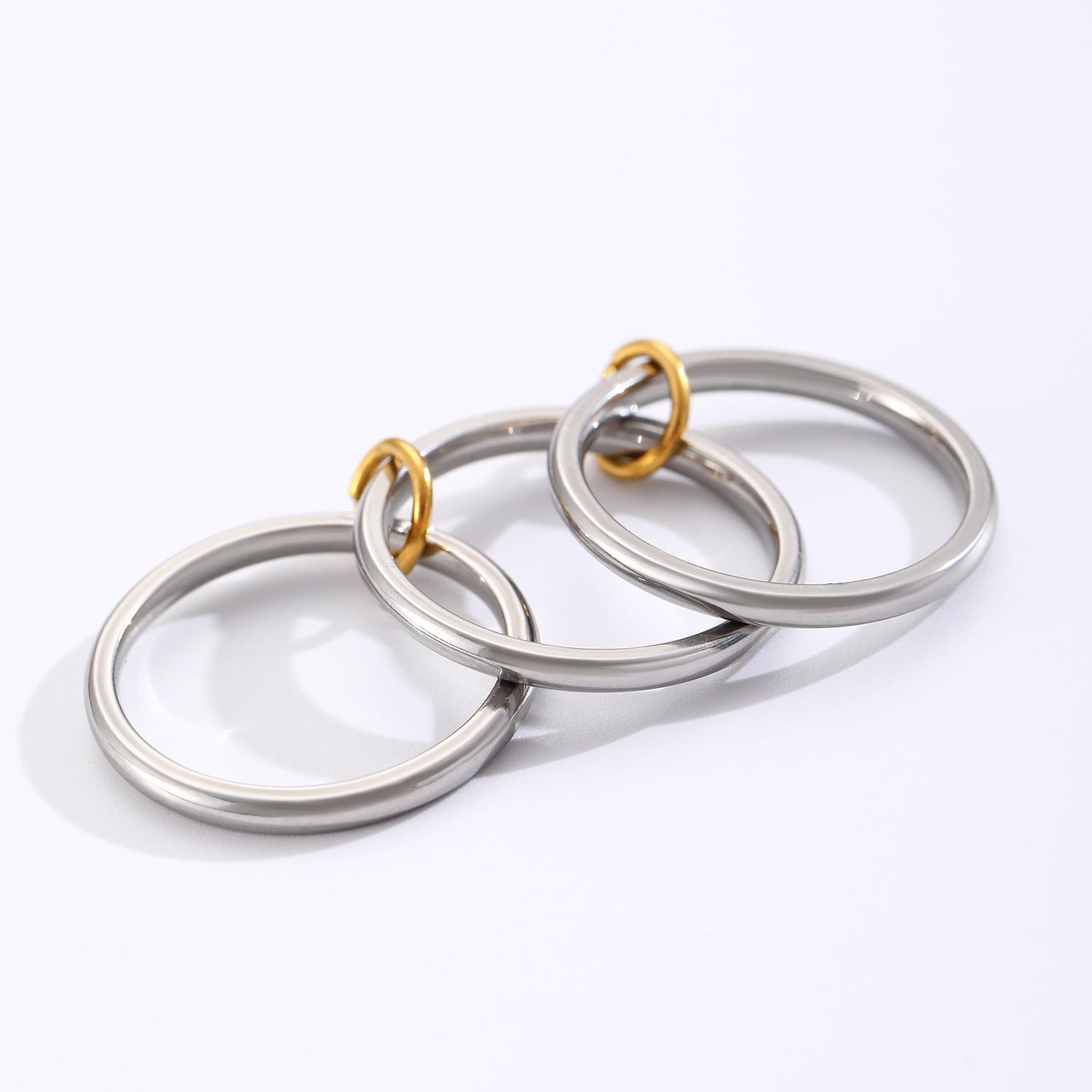 

Двоколірна персоналізована каблучка з шарами, що переплітається, з титанової сталі та повністю імітацією цирконію 1 set