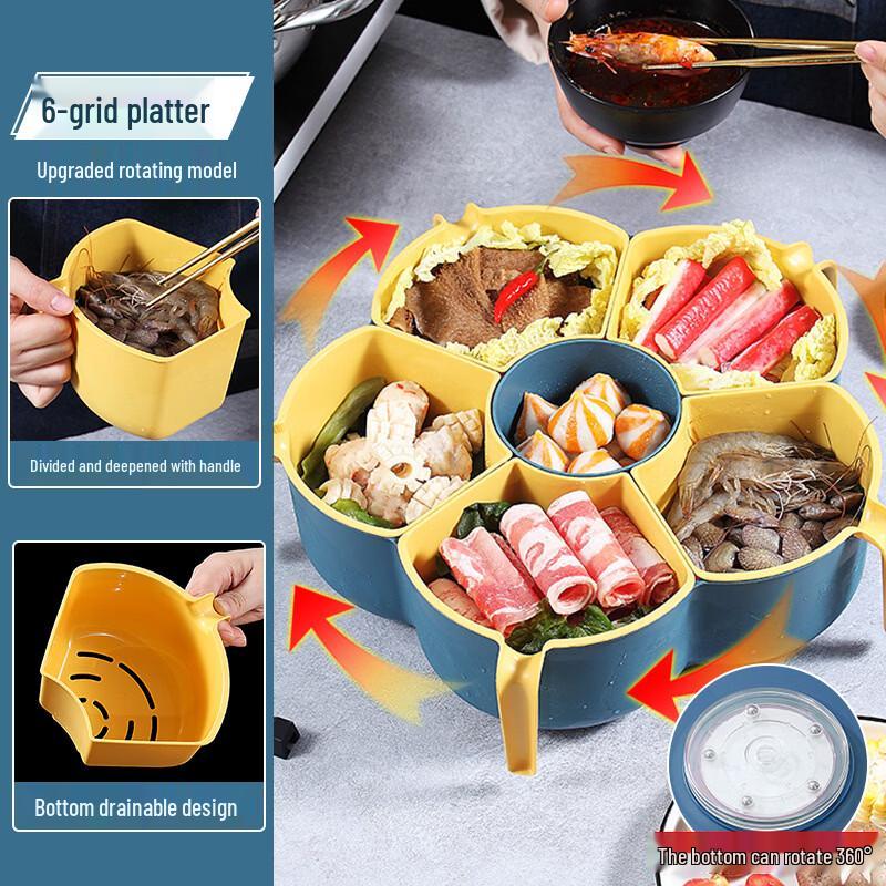 ZISIZ Rotating Compartment Hot Pot Serving Platter