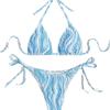 European And American Ocean Wind Ins Popular Sexy Triangle Bag Cable Print Halter Beach Bikini
