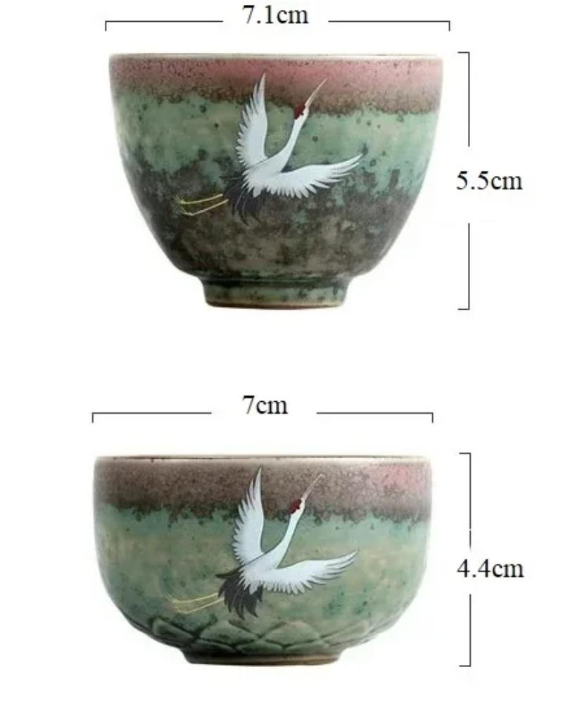 1PC Crane Tea Set Single Cup Tea CupPattern Retro Ceramic Coffee Mug  Home Drinking Utensils Chinese style