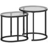 Nest Of Tables With Steel Frame And Tempered Glass Tabletop Modern Coffee Table Set Of 2 Black