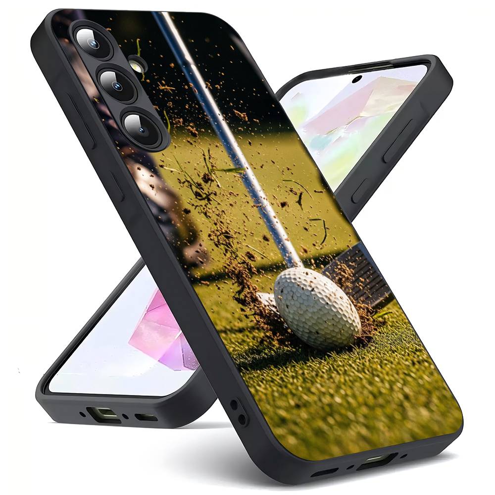Sport Art Golf Ball For Samsung Galaxy S25 S24 S23 Ultra S22 S21 Plus S20 Black Soft Silicone Protective Case