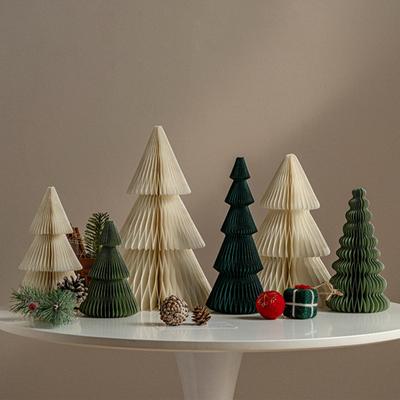 Paper Christmas Tree 3D Honeycomb Paper Xmas Tree Ornament Rustic Tabletop Centerpiece for Office Home School Decor