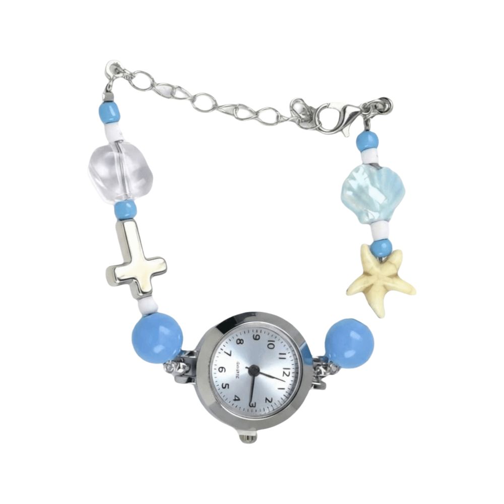 Adjustable Bracelet Watch Starfish Shell Quartz Watch New Ceramic Beaded Bracelet Watch  Gift