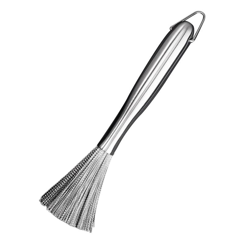 

Щетка для мытья посуды из нержавеющей стали с длинной ручкой, моющее средство для кастрюль, мощная дезинфекция, подвешиваемые кухонные чистящие инструменты