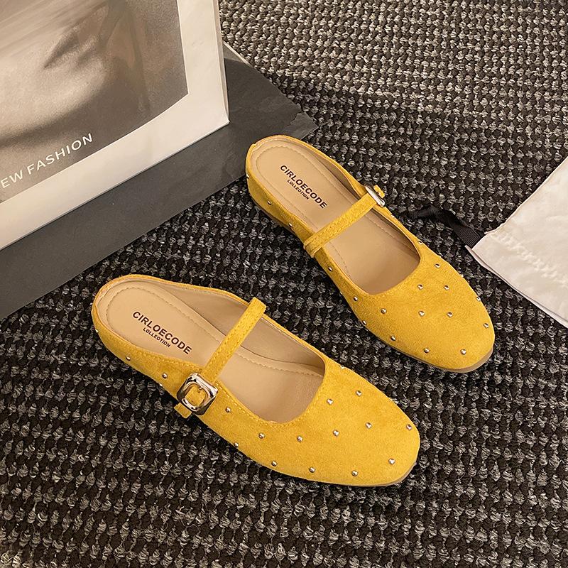 Ballettschuhe 2025 Frühling und Sommer neu Retro-Wort mit Mary Jane Schuhen eckiger Kopf leichter Mund coole Hausschuhe Damen