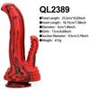 Dildo Mostro Rosso-Nero in Silicone Fantasia Cavallo/Cane con Nodi Pene Enorme Spesso Anale con Ventosa Potente