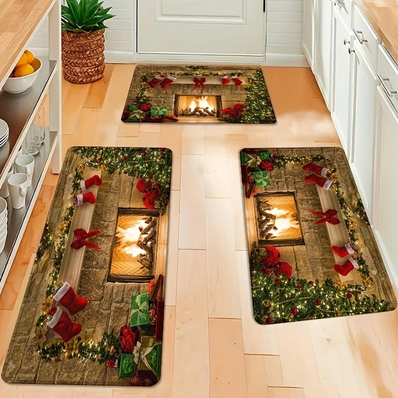 Covor de bucătărie anti-oboseală de Crăciun, antiderapant, gros, covor de bucătărie, covoraș rezistent, confortabil, în picioare Covor de bucătărie rezistent la apă