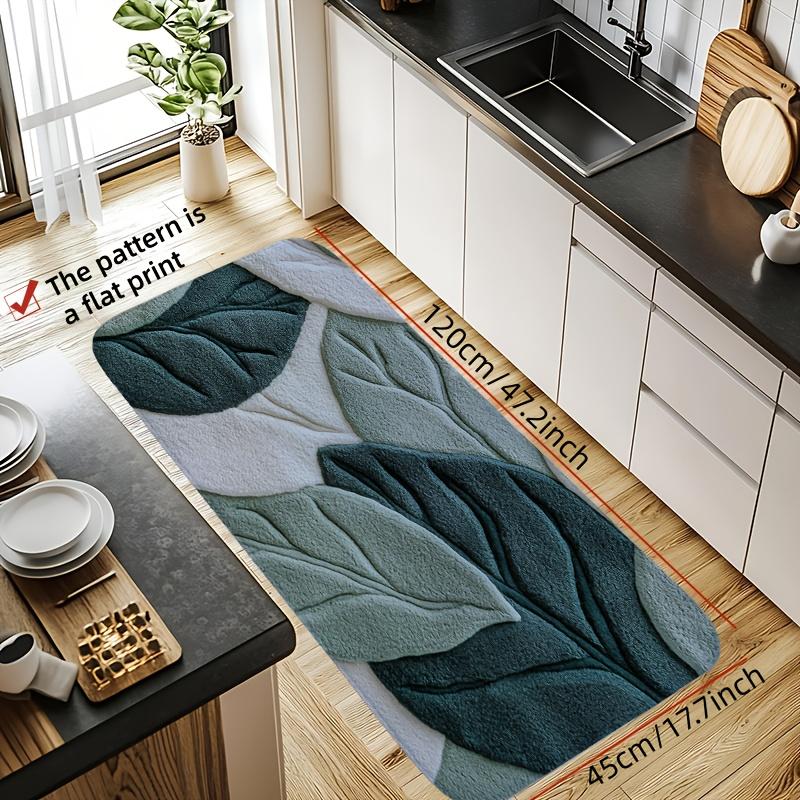 Green Leaf Print Bath Mat – Non-Slip, Durable Rug for Bathroom, Kitchen & Entryway, Perfect Housewarming Gift for New Homeowners