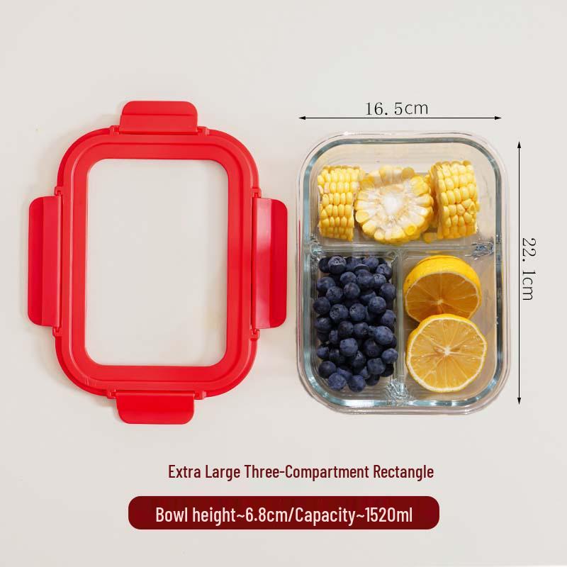 High Borosilicate Glass Lunch Box - Office Worker Bento Box with Fresh-Keeping Seal