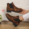 New European and American Round Head Leopard Print Winter Thick Heel Low Tube Waterproof Table Elastic Sleeve Martin Boots