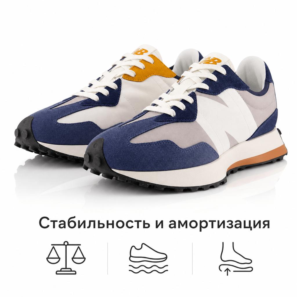 New Balance 327 Vintage İndigo Yağmur Bulutu Unisex Spor Ayakkabı Mavi MS327OC