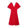 Kaslead New Women Clothes Western Style Button Decoration V-neck Midi Jumpsuit Long Dress 3242512 250