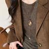Alloy Necklace, Maillard Gold Pendant Necklace, Women's Autumn and Winter Retro Light Luxury High-end Long Sweater Chain