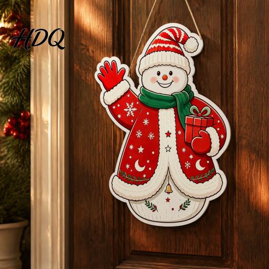 Xmas Window Decorations Wooden Christmas Hanging Pendant Cartoon Welcome Sign for Front Door Ornaments Wall Decor