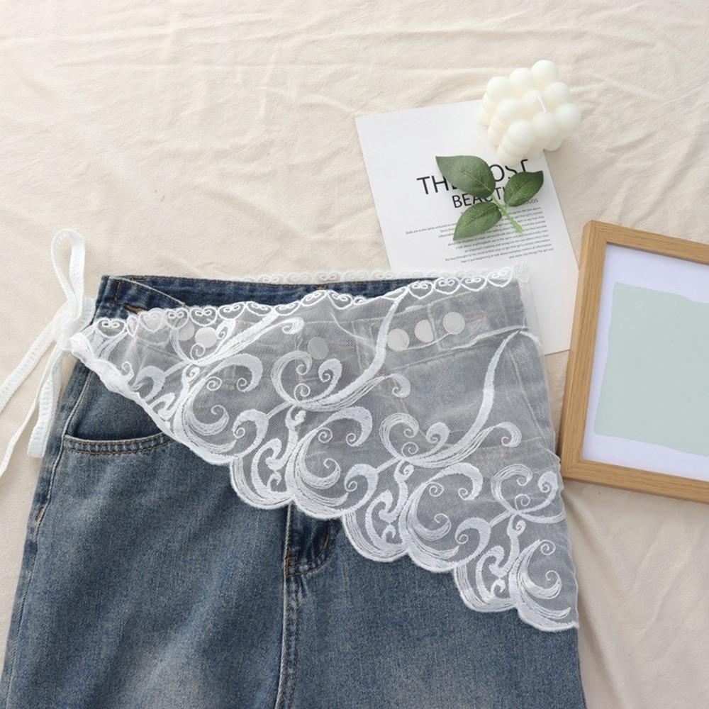 Lace Trim Triangle Short Skirt Soft Lace Butt Curtain Skirt New Waist Scarf For Women