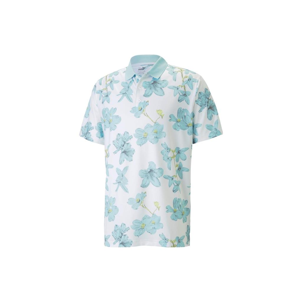 Puma Floral Print Casual Short Sleeve Polo Shirt Men Tops Light-Blue 538753-01