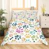 Dog Paw Print Duvet Cover Watercolor Gradient Puppy Footprints Comforter Cover with 2 Pillowcases,Funny Pets Animal Quilt Cover