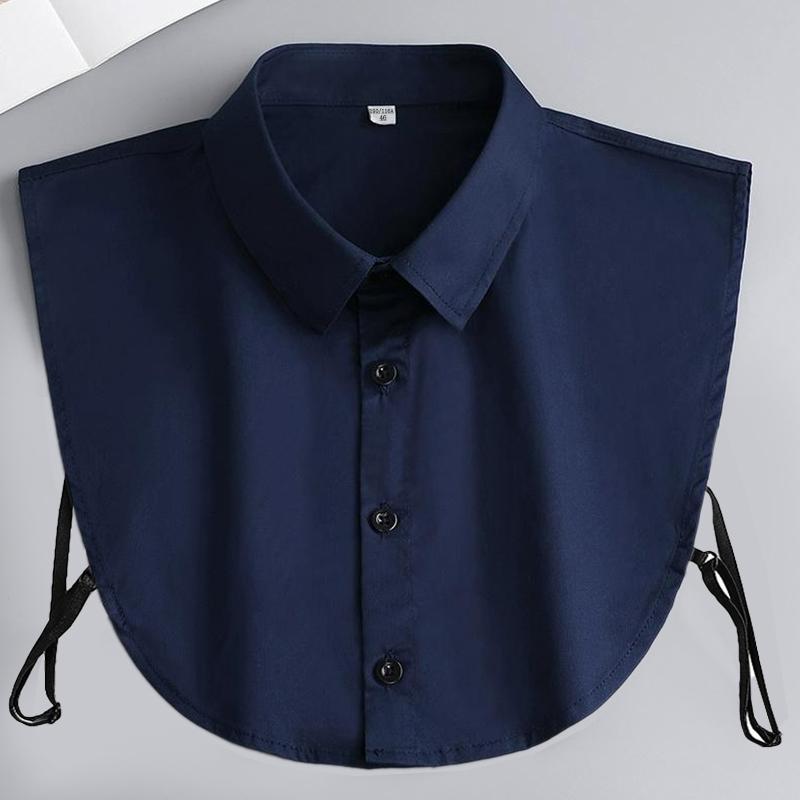 

Чоловіча бавовняна блузка з фальшивим коміром, ділова формальна сорочка, знімний комір, однотонний синій лацкан, фальшивий комір, жіночий топ, коміри