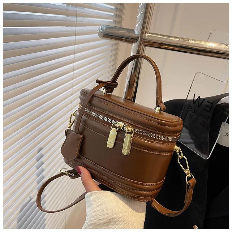 

Квадратные сумки из искусственной кожи на плечо для женщин, элегантные ретро мини-сумки для сотовых телефонов, текстура сумки-ведра